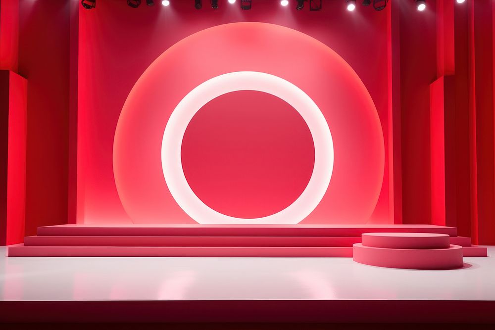 Red circle red box stage light. AI generated Image by rawpixel.