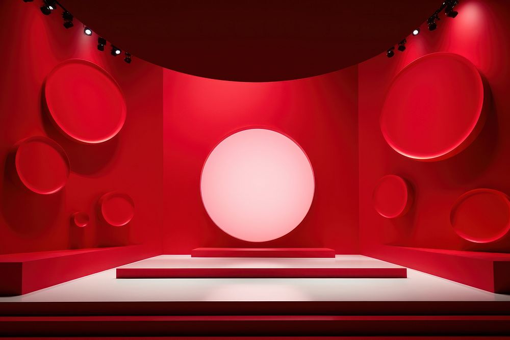 Red circle red box stage lighting. AI generated Image by rawpixel.