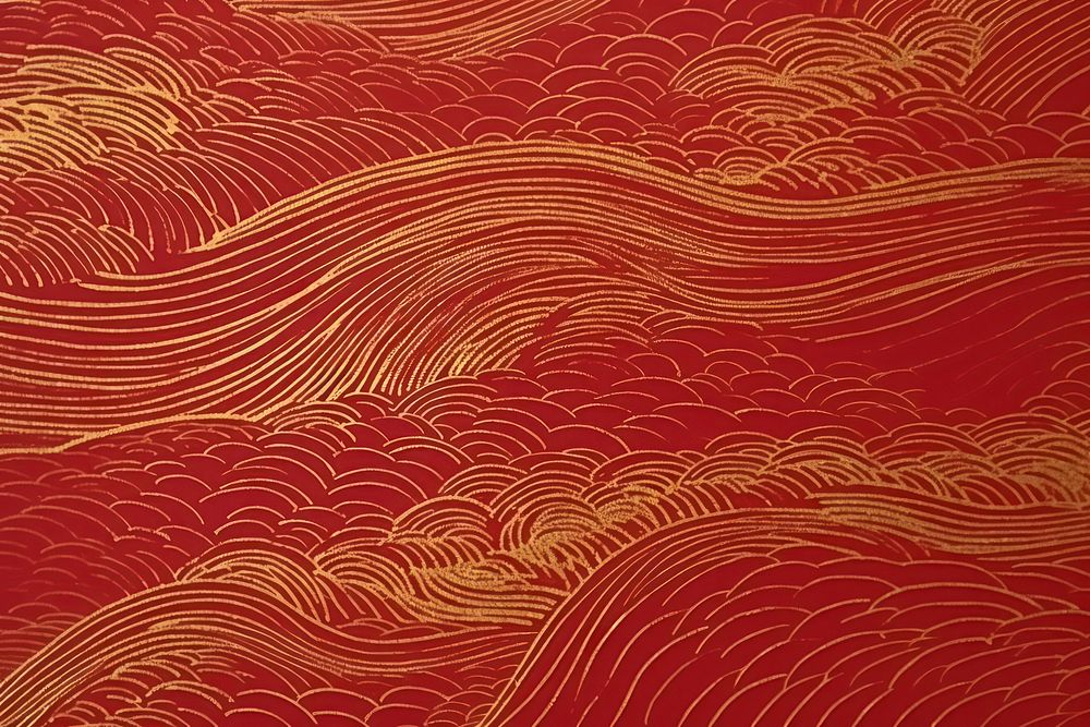 Wavy texture red gold art pattern. AI generated Image by rawpixel.