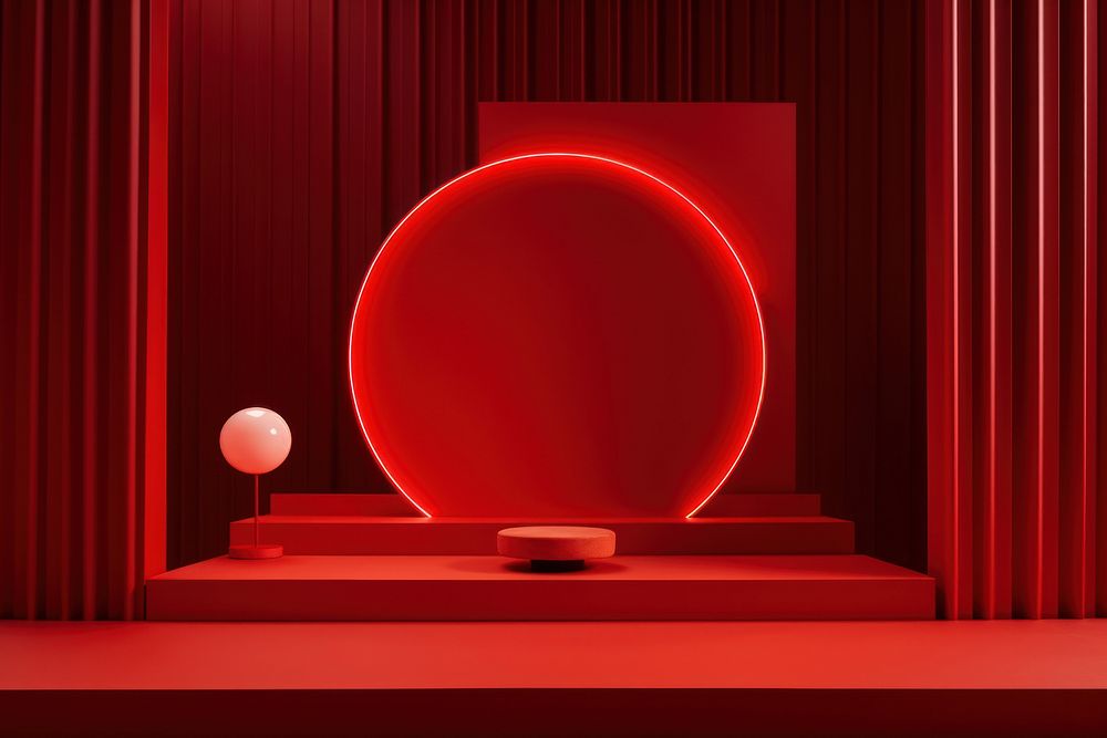 Red stage red globe shape geometric shape. AI generated Image by rawpixel.