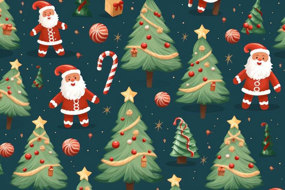 Seamless christmas pattern winter tree christmas tree. AI generated Image by rawpixel.