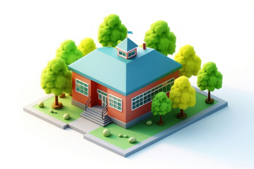 School green architecture dollhouse. AI generated Image by rawpixel.