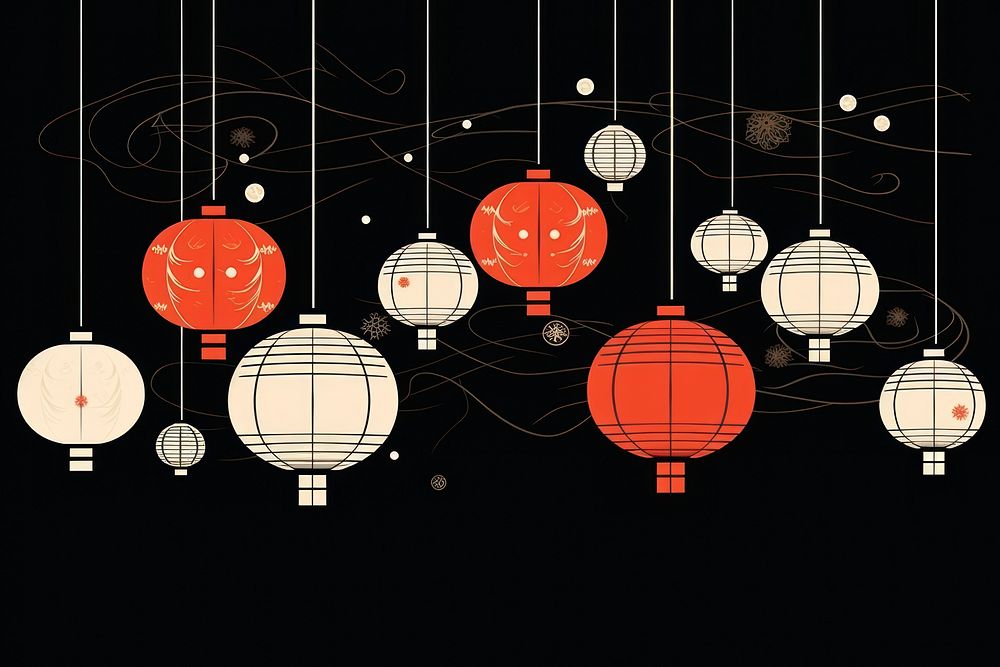 Chinese new year card lantern lighting. AI generated Image by rawpixel.
