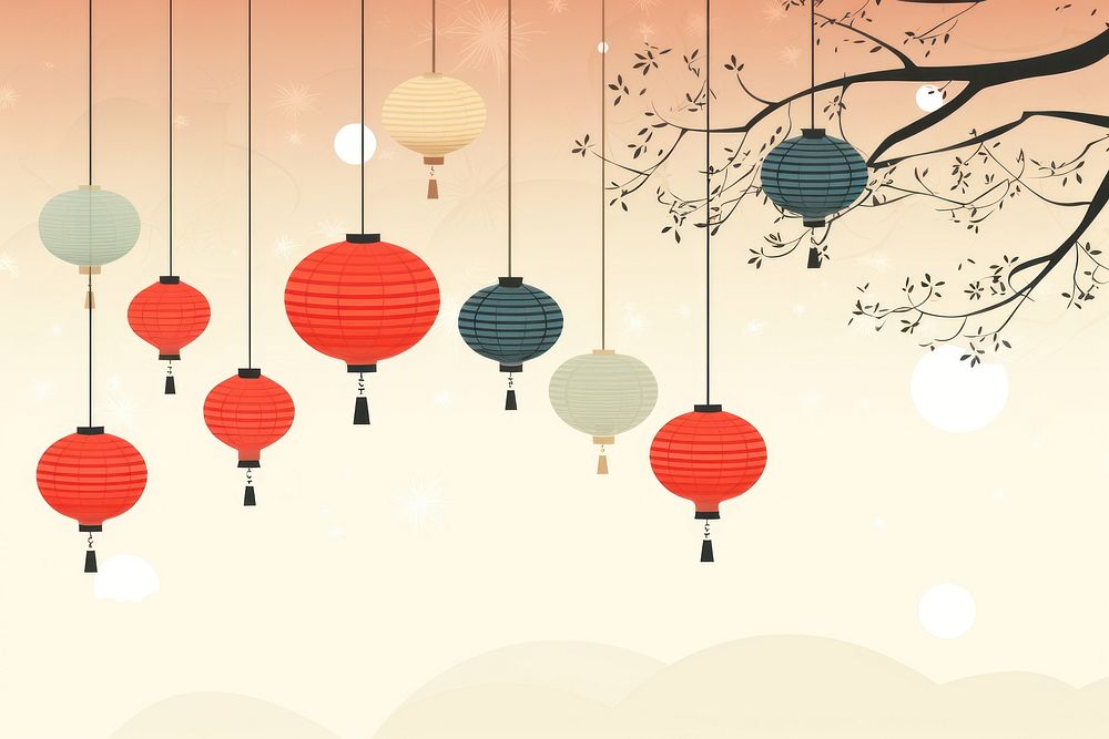 Chinese new year card lantern hanging. AI generated Image by rawpixel.