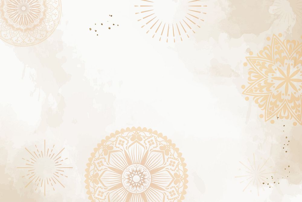 Aesthetic Diwali background, beige mandala illustration