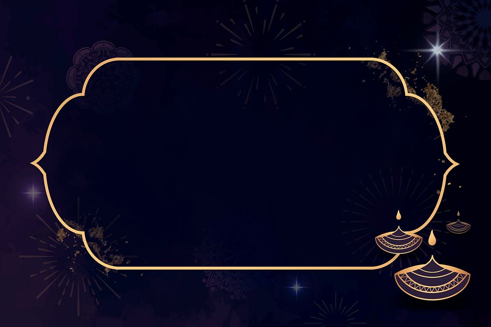 Diwali candle frame background, blue aesthetic design