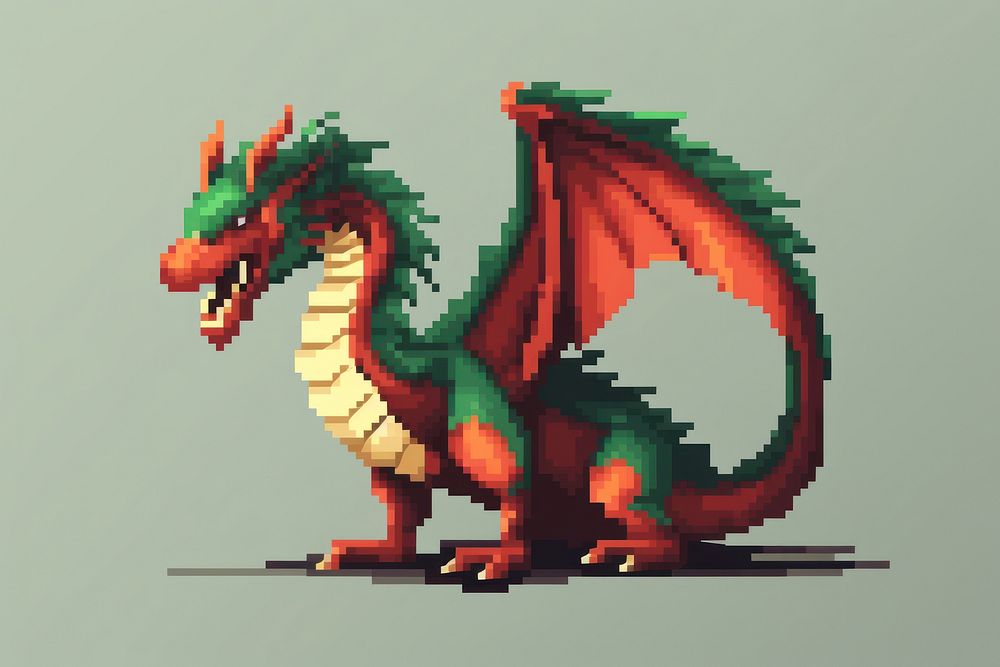 Dragon creativity pixelated cartoon. AI generated Image by rawpixel.