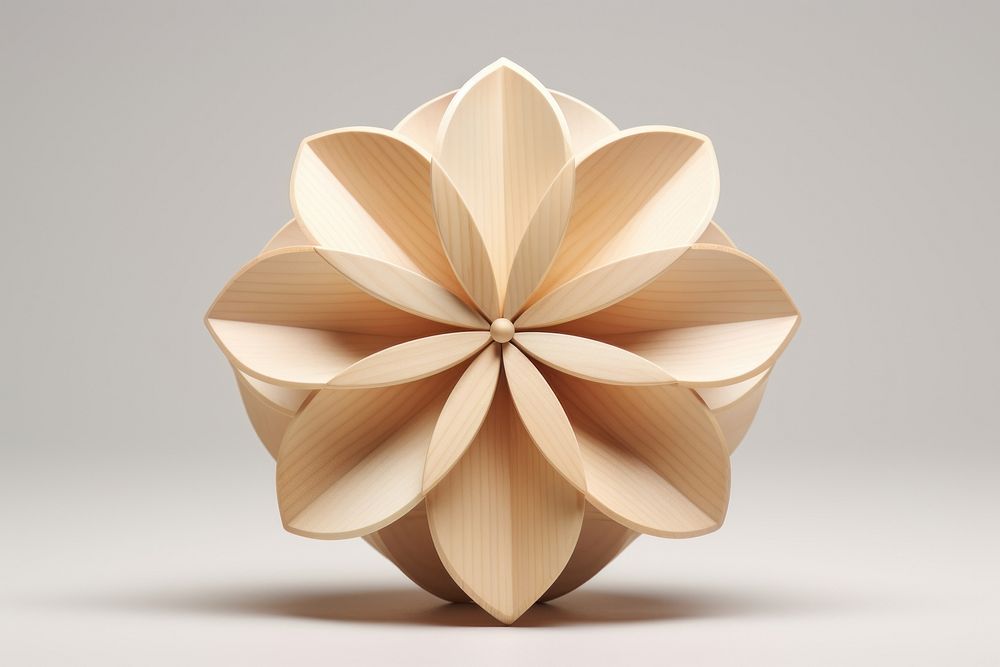 3D flower shape wood origami paper. AI generated Image by rawpixel.