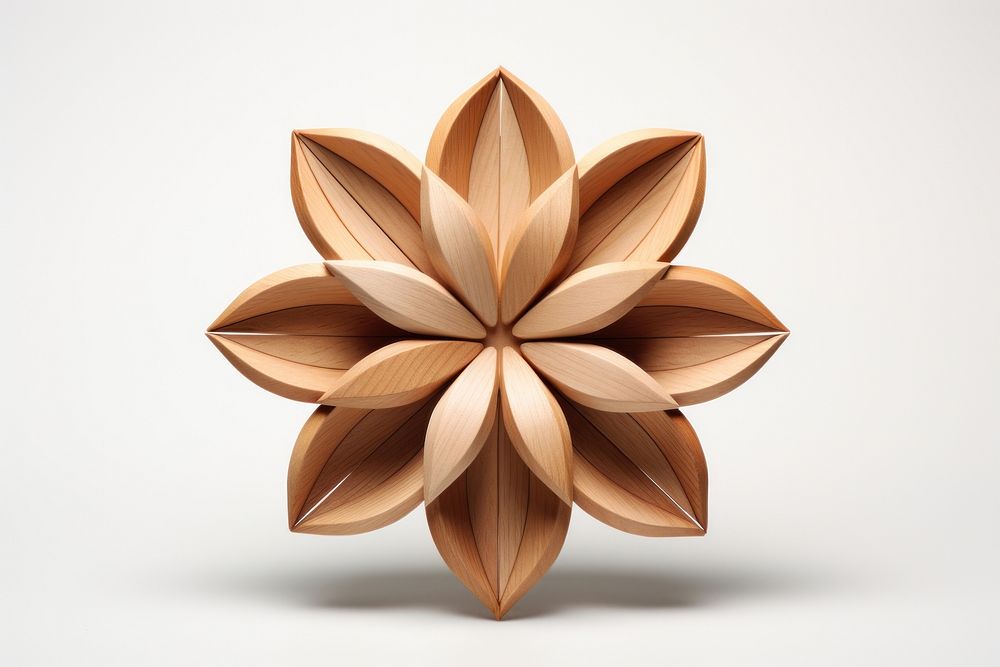 3D flower shape wood art white background. AI generated Image by rawpixel.