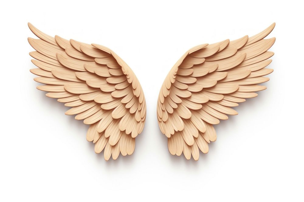 Cute angel wings wood white background accessories. AI generated Image by rawpixel.
