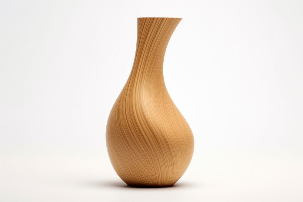 Vase shape pottery wood white background. AI generated Image by rawpixel.