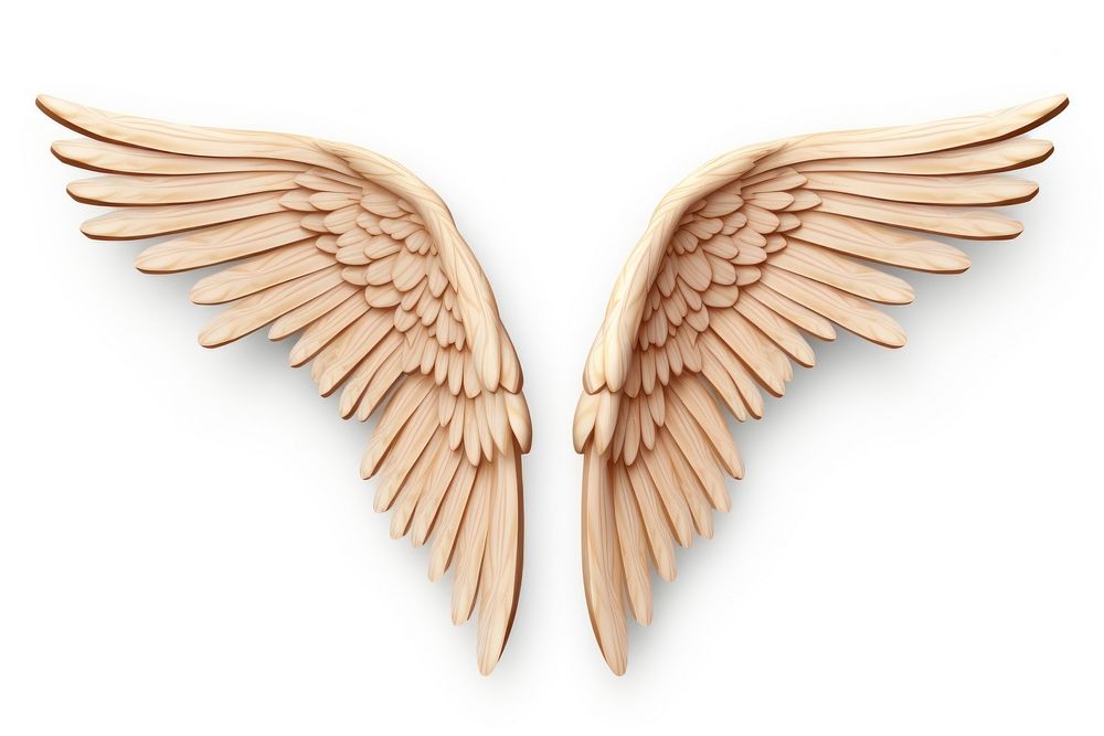 Angel wings icon wood white background creativity. AI generated Image by rawpixel.
