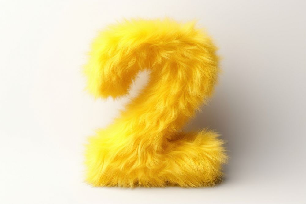 PNG Number 2 yellow fur white background. AI generated Image by rawpixel.