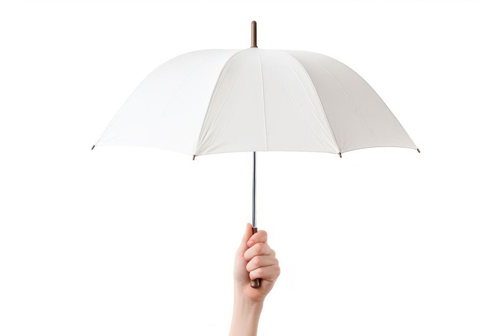 Umbrella white hand white background. AI generated Image by rawpixel.
