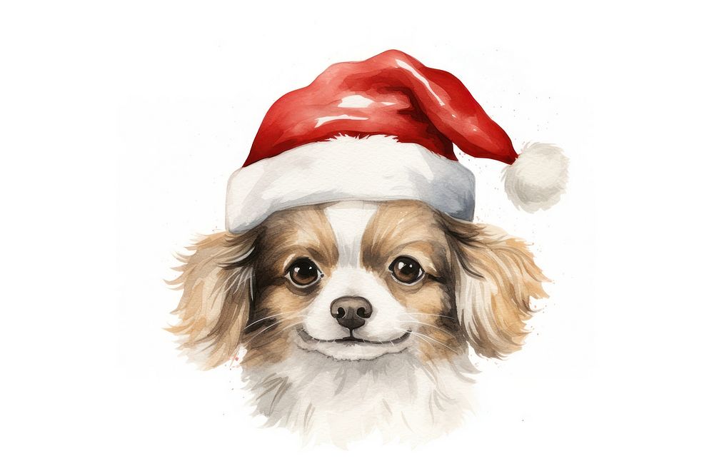 Wearing santa hat dog spaniel mammal. AI generated Image by rawpixel.