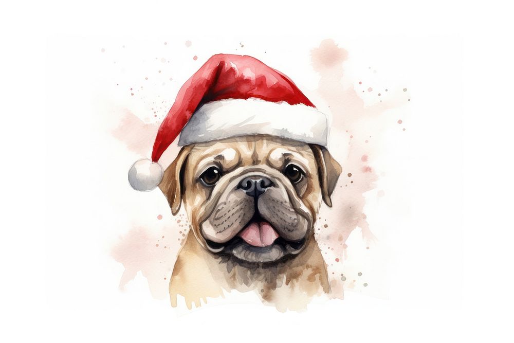 Santa hat dog bulldog mammal. AI generated Image by rawpixel.