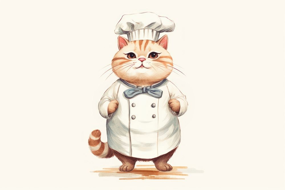 Cat chef drawing mammal sketch. AI generated Image by rawpixel.