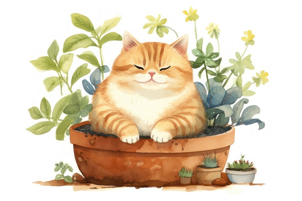 Cat gardener mammal animal plant. AI generated Image by rawpixel.