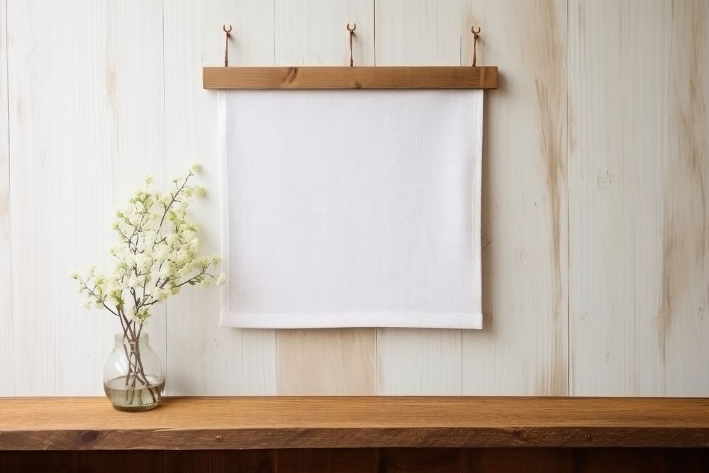 Small retangle cloth hanging wood simplicity rustic. AI generated Image by rawpixel.