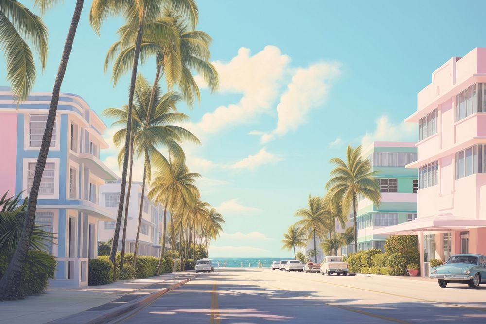 Miami beach architecture outdoors building. AI generated Image by rawpixel.