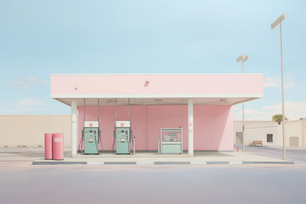 Gas station architecture petroleum furniture. AI generated Image by rawpixel.
