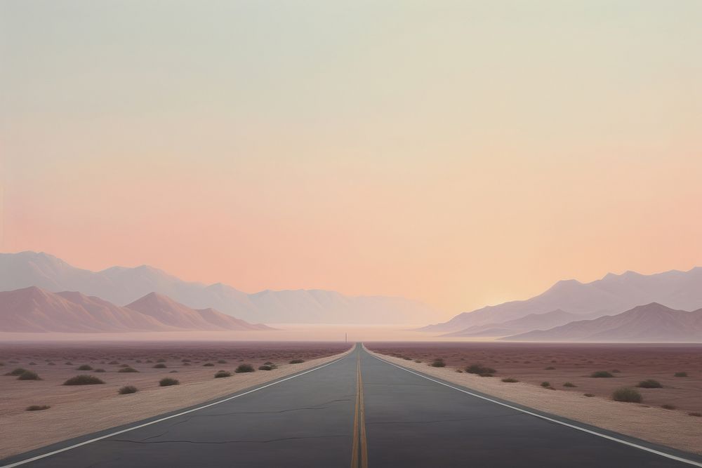 Highway road horizon nature sunset. AI generated Image by rawpixel.