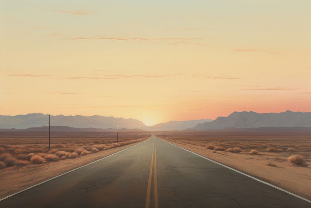 Highway road outdoors horizon sunset. AI generated Image by rawpixel.