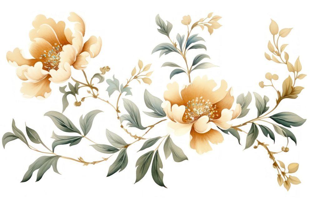 Chinese flower motif pattern white background creativity. AI generated Image by rawpixel.