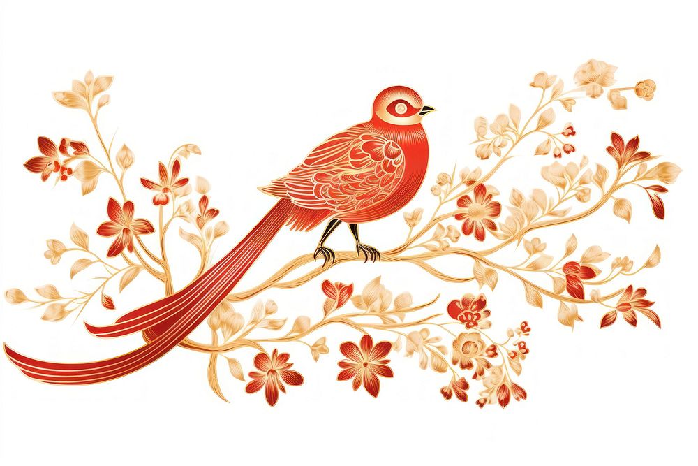 Chinese red knot wedding motif animal bird creativity. AI generated Image by rawpixel.