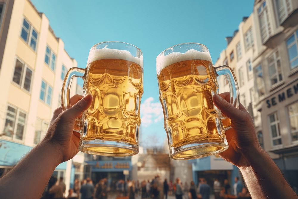 Beers holding drink glass. AI generated Image by rawpixel.
