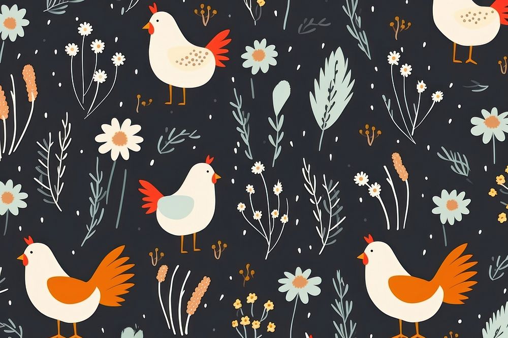 Pattern backgrounds wallpaper chicken. AI generated Image by rawpixel.