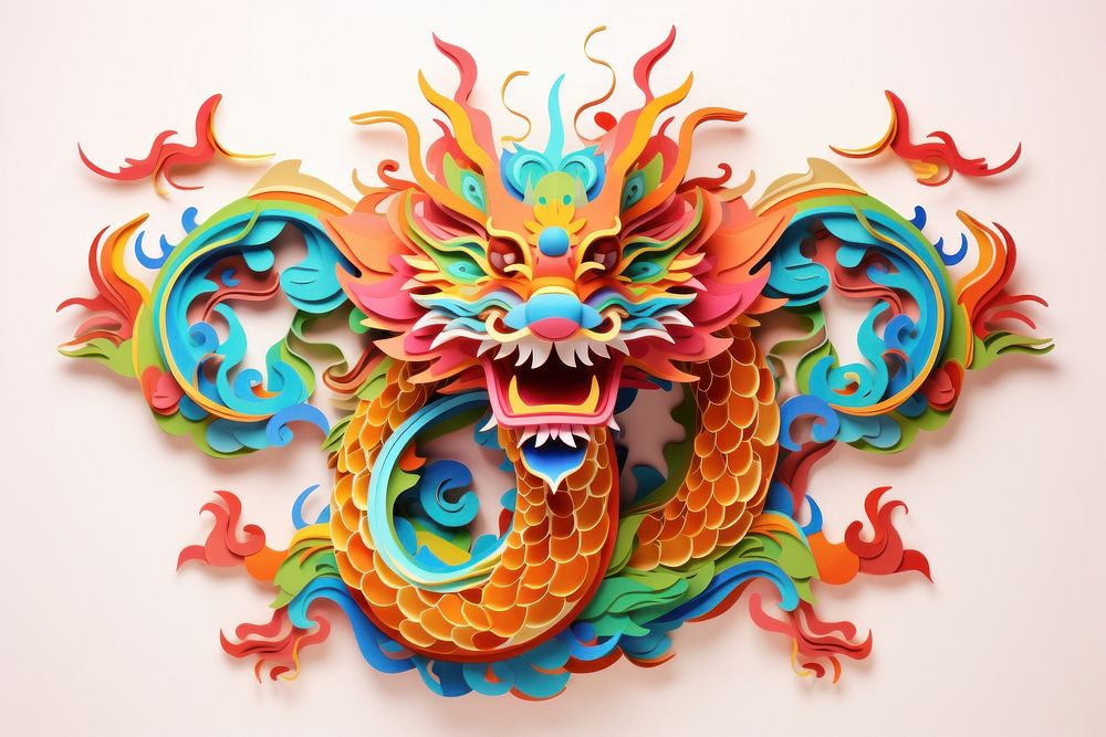 Chinese dragon craft art representation. AI generated Image by rawpixel.