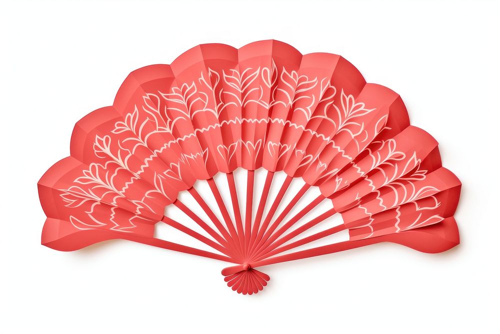 Red chinese fan paper white background creativity. AI generated Image by rawpixel.
