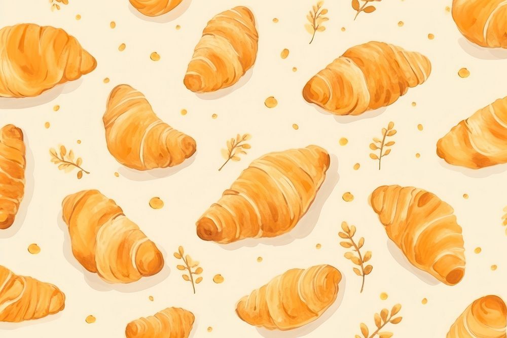 Croissant backgrounds dessert pattern. AI generated Image by rawpixel.