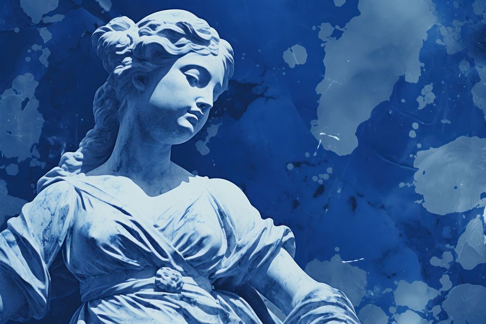 Renaissance sculpture art statue blue. AI generated Image by rawpixel.