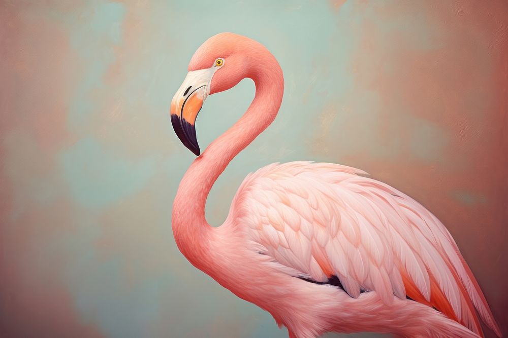 Cute flamingo painting animal bird. AI generated Image by rawpixel.