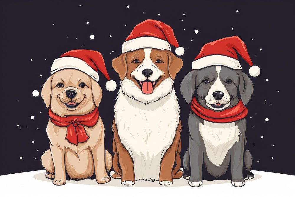 Christmas winter dog christmas mammal. AI generated Image by rawpixel.