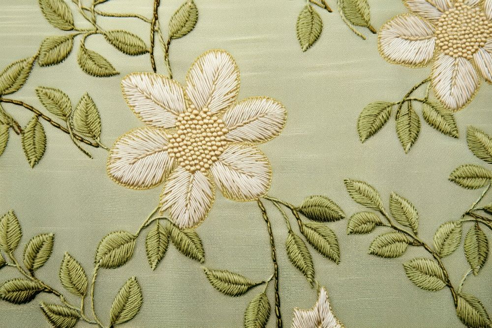 Linin fabric texture embroidery pattern green. AI generated Image by rawpixel.