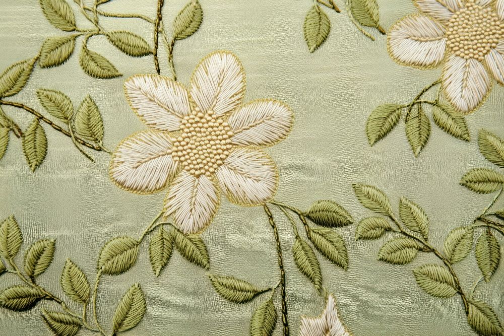 Linin fabric texture embroidery pattern green. 