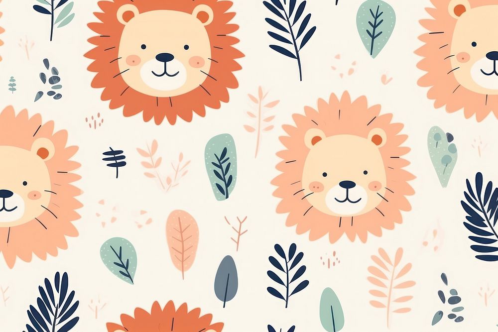 Lion pattern backgrounds cute. AI generated Image by rawpixel.