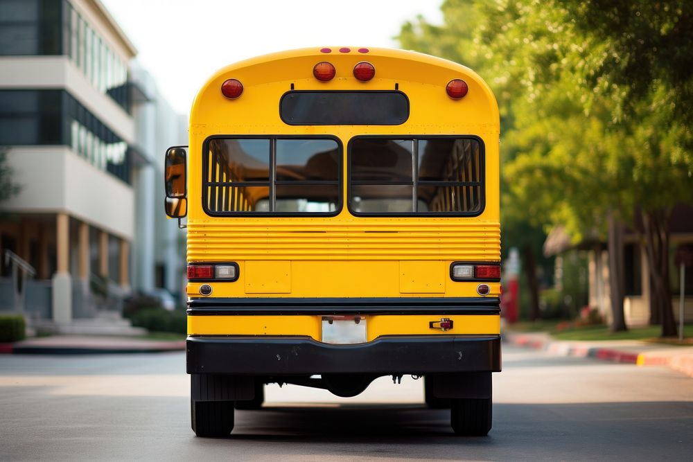 A yellow school bus vehicle wheel transportation. AI generated Image by rawpixel.