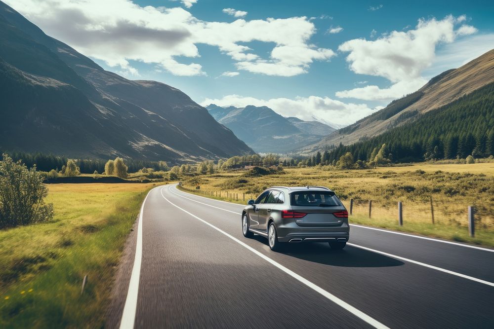 Car road landscape outdoors. AI generated Image by rawpixel.