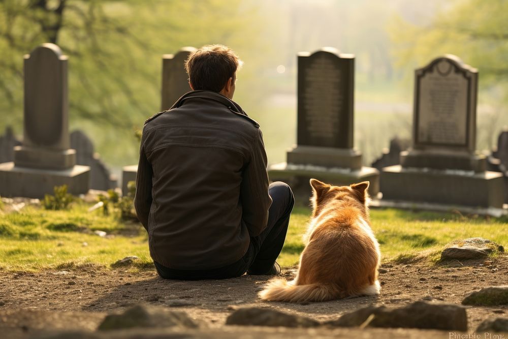 Dog tombstone outdoors cemetery. AI generated Image by rawpixel.