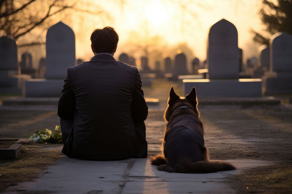 Dog tombstone outdoors cemetery. AI generated Image by rawpixel.