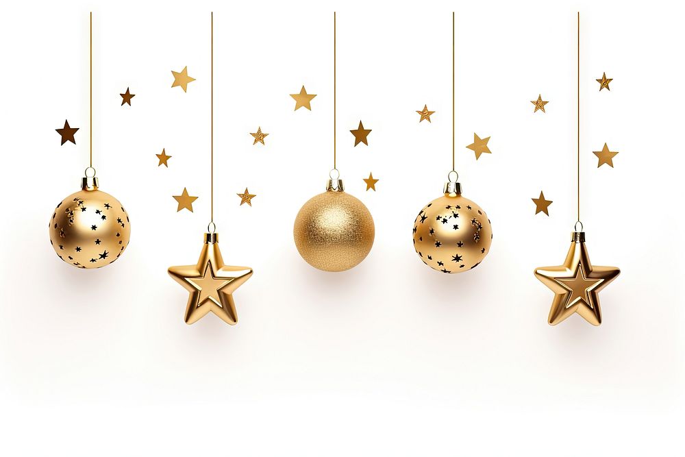 Gold christmas hanging white background. AI generated Image by rawpixel.