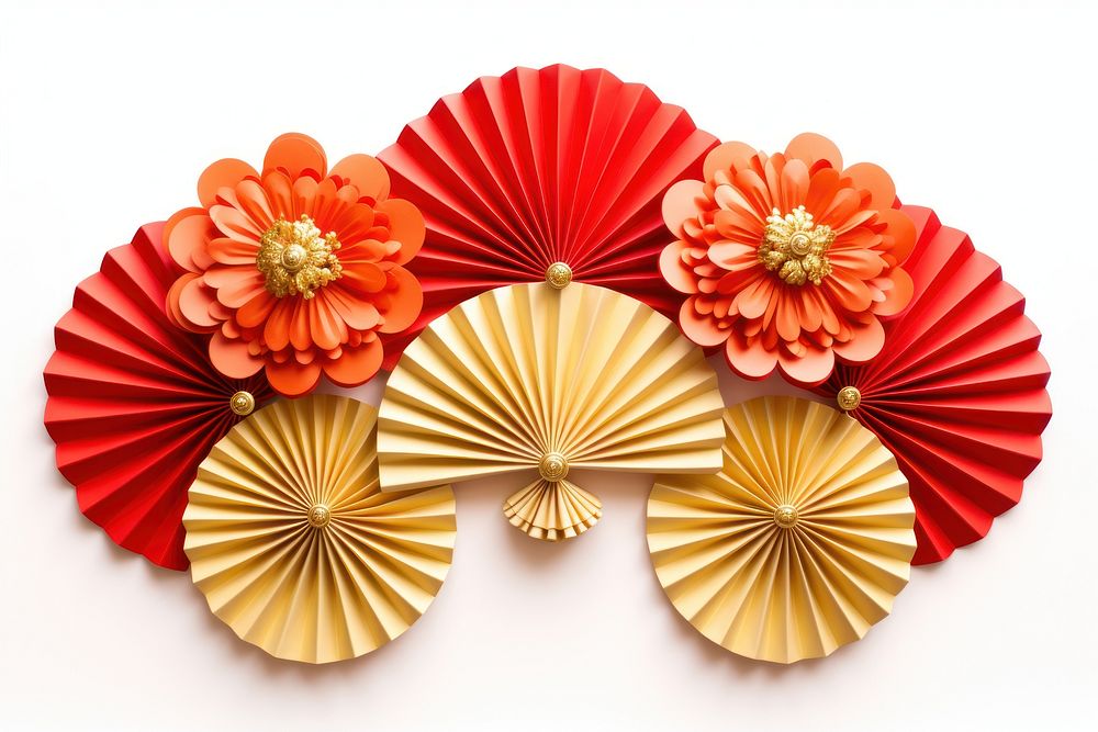 Paper fans chinese new year decoration paper gold art. AI generated Image by rawpixel.