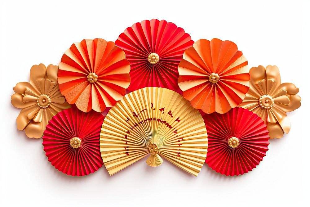 Paper fans chinese new year decoration paper white background celebration. AI generated Image by rawpixel.
