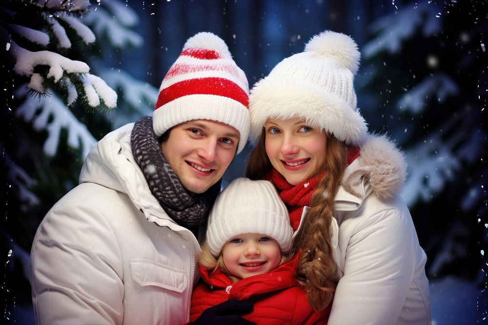 Christmas family portrait outdoors. AI generated Image by rawpixel.