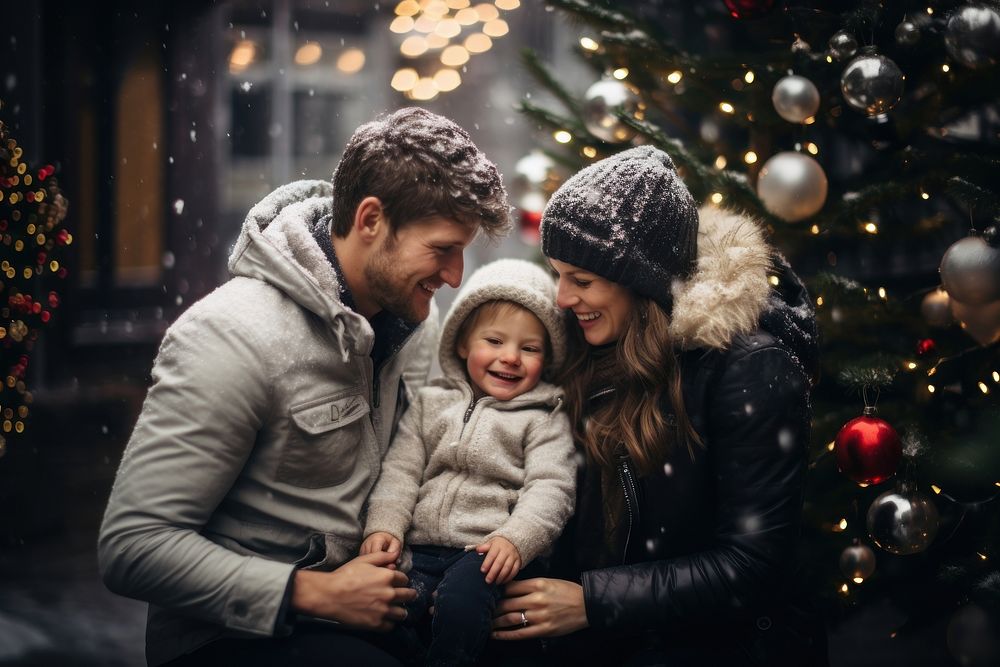 Christmas family winter adult. AI generated Image by rawpixel.
