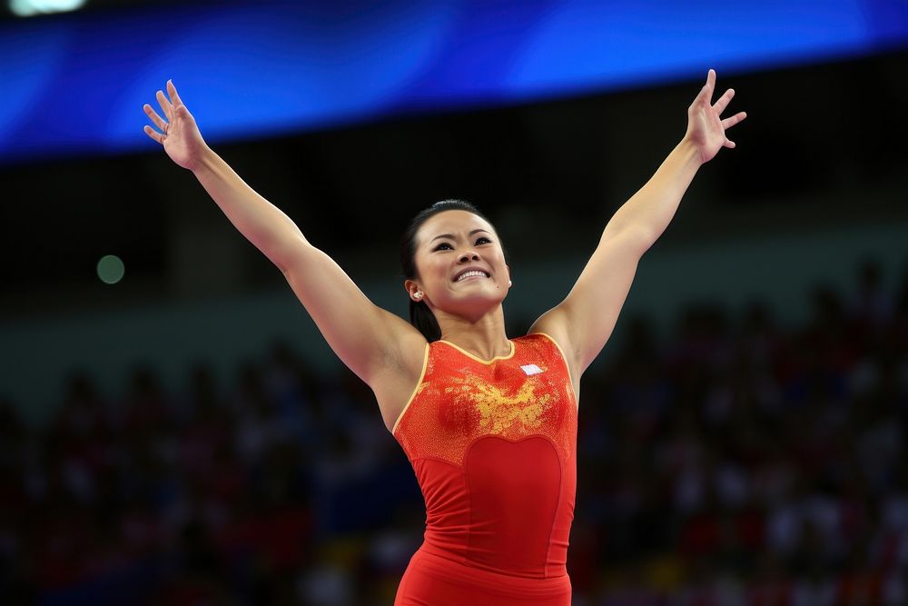 Female chinese gymnastic gymnastics athlete sports. AI generated Image by rawpixel.